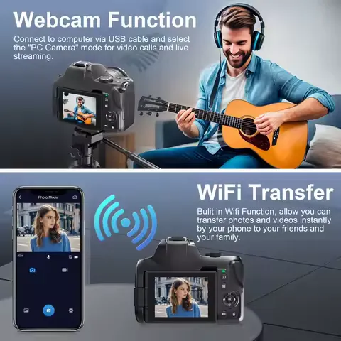 12X Optical Zoom 72MP DSLR Camera 270° Rotative Flip Screen Digital Photographic Camera Xenon Light Macro Lens 4K Wifi Camcorder