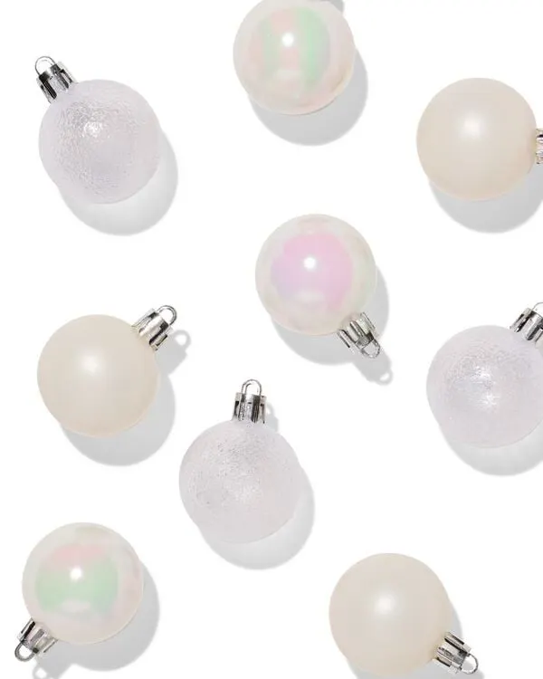 kerstballen plastic wit - 9 stuks