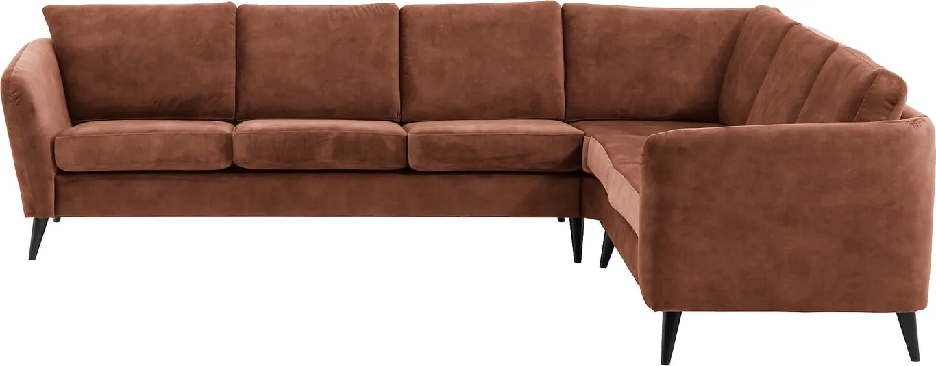 Sone høy hjørnesofa Modulsofa. 3 seter + hjørne + 2 seter i stoff Adore, armlene W2.