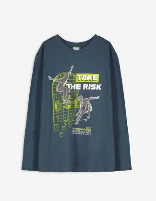 Maglia a manica lunga - Stampa frontale - blu scuro