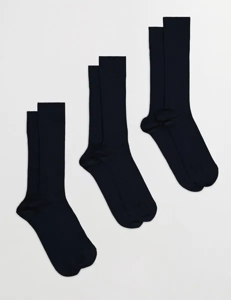 3-pack Nine Rib knitted Sock Blue