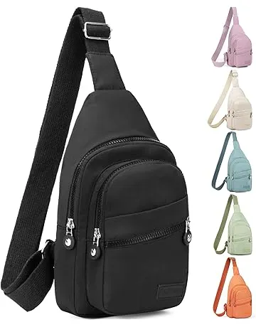 Banelu Small Sling Backpack Crossbody Sling Bag for Women, Chest Bag Daypack Fanny Pack Cross Body Bag for Outdoors Hiking Traveling - Black