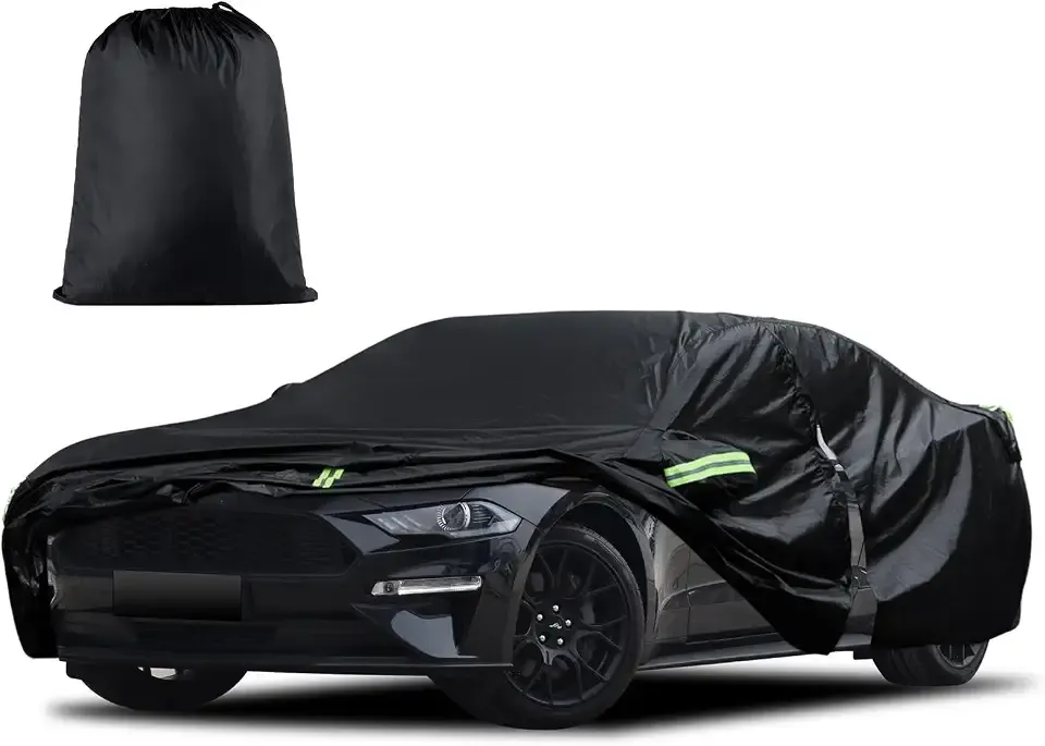 Car Cover Custom Fit for Ford Mustang 1994-2026, for Chevy Camaro 2010-2026, Waterproof All Weather Full Exterior Cover Rain Hail Sun Protector Car Cover with Door Zipper