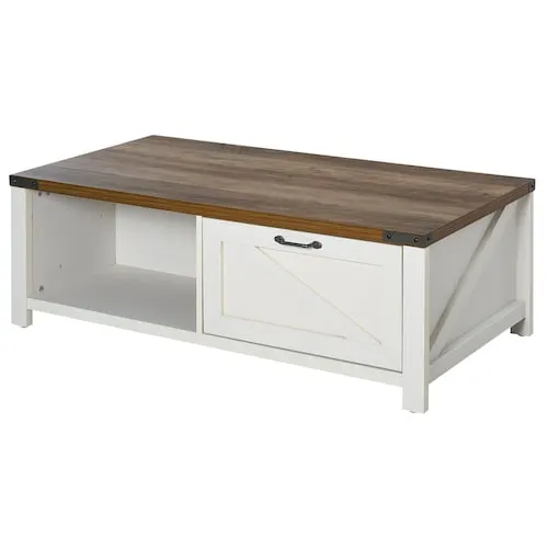 HOMCOM Coffee End Side Table Home Office Furniture with Drawer Shelf White