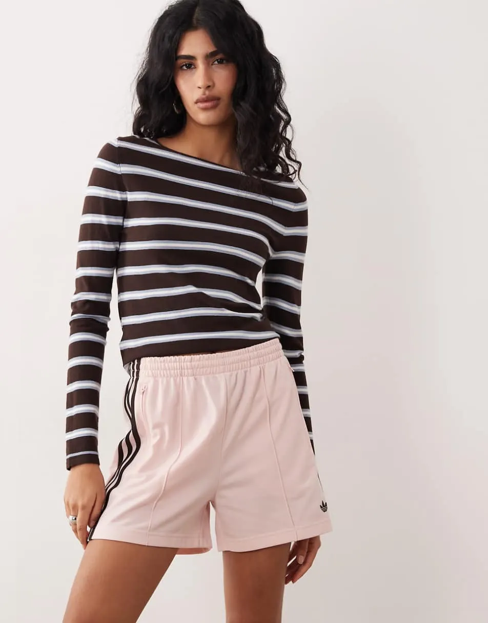 adidas Originals Firebird shorts in pink and brown