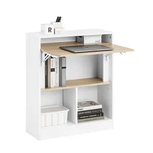 SoBuy Mesa Escritorio Plegable Mesa Plegable para Computadora de Almacenamiento de Trabajo FWT104-WN ES