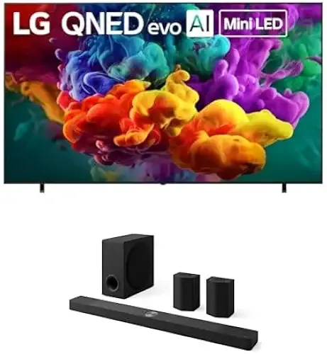 LG 100-Inch QNED evo QNED84B Mini LED 4K Smart TV (100QNED84BU, 2026) Bundle S95AR 9.1.5-Ch Soundbar, Dolby Atmos, Dolby Vision, Wow Orchestra, Wireless Subwoofer, AI Room Calibration
