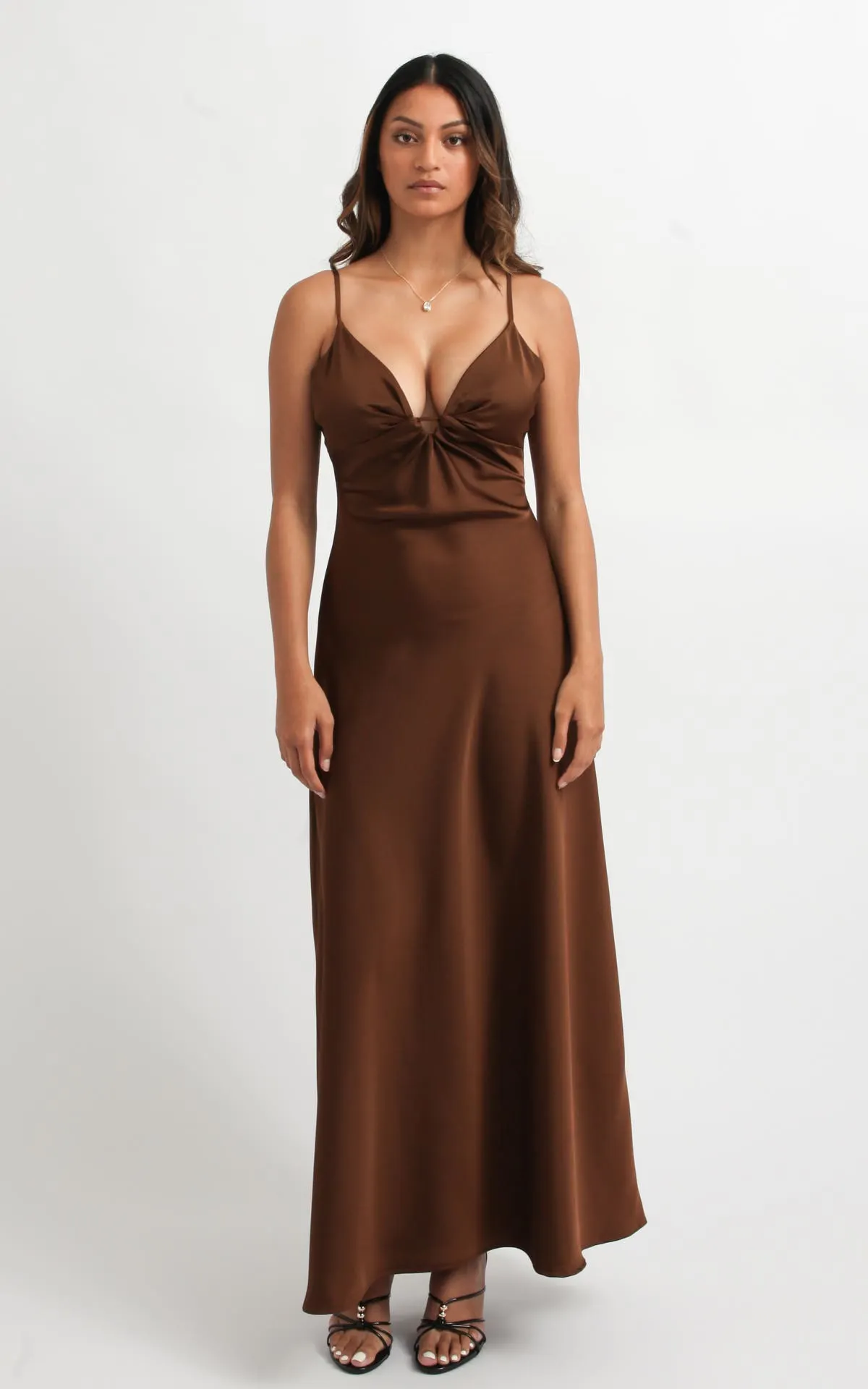 Satin Bias Keyhole Detail Gown