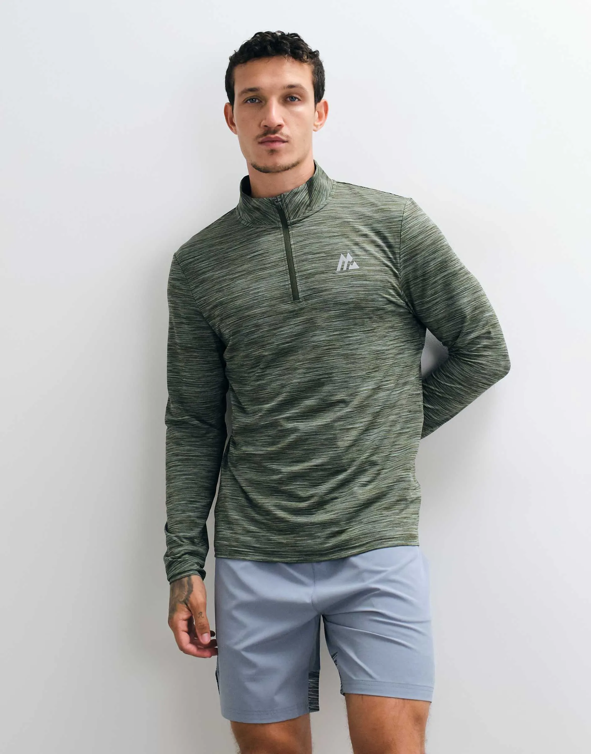 Montirex Trail 2.0 1/4 zip long sleeve top in slate green marl