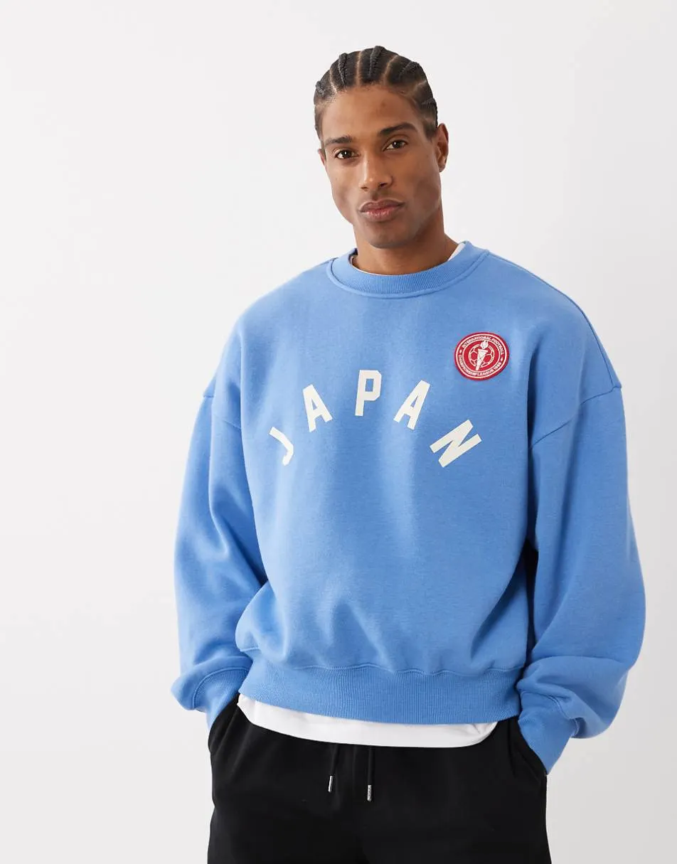 Cotton On box fit graphic sweatshirt in blue dusk