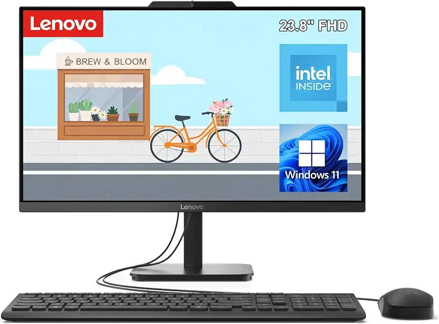 Lenovo IdeaCentre 24" FHD All-in-One Desktop Computer, Intel N100 Processor | 16GB DDR4 RAM, 512GB PCIE SSD, Idea for Remote Work, Home Office, Video Meetings, Web Browsing, and Daily Work. Windows 11