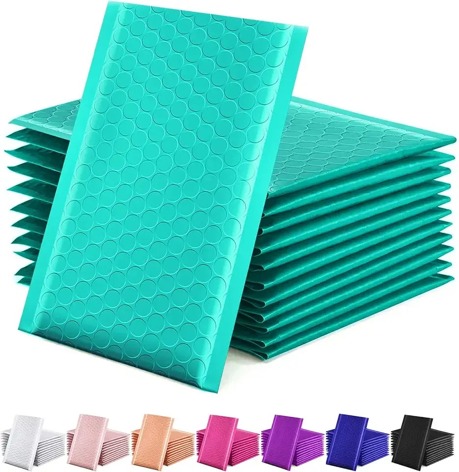 GSSSUSA Bubble Mailers 4x8 Inch 50 Pack Padded Envelopes Usable Size 4x7 Inch Shipping Envelopes Self Seal Small Packaging Shipping Bags for Mailing Jewelry, Small Business, Teal