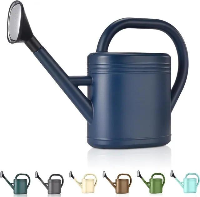 Annaffiatoio da 1 gallone per piante da interno, giardini e fiori da esterno in serra con ugello lungo e grande e testina di spruzzo (blu)