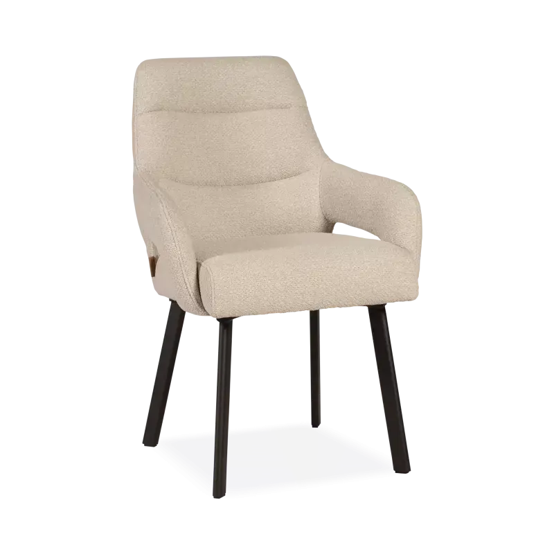 Armstoel Kendra - stof Rhythm Naturel - pocketvering - poot zwart