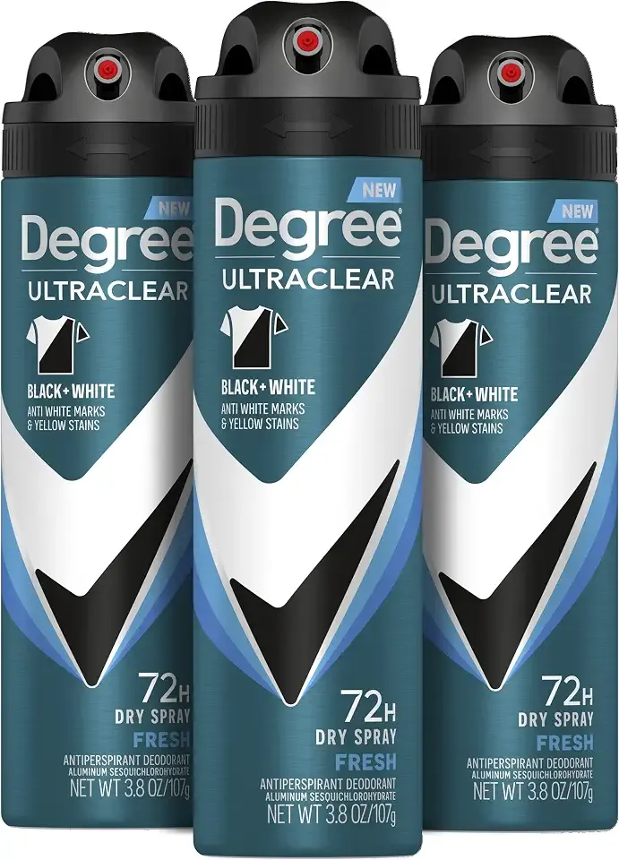 Degree Men Antiperspirant Spray Black + White 3 Count Protects from Deodorant Stains Instantly Dry Spray Deodorant 3.8 oz