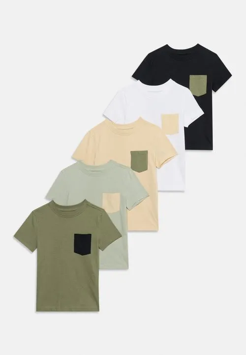 UNISEX 5 PACK - T-skjorter - olive/beige/white