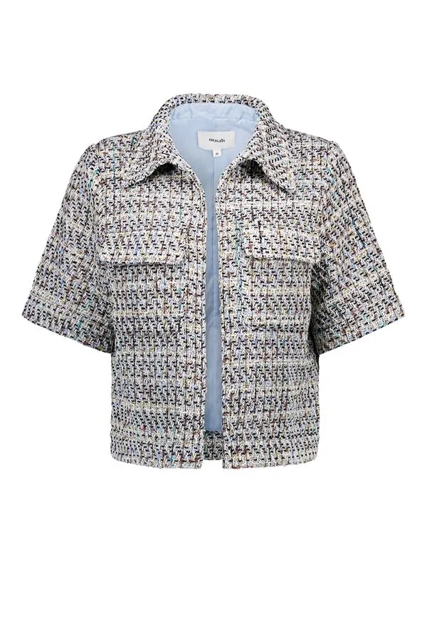 Lichtblauw jasje met geweven structuur