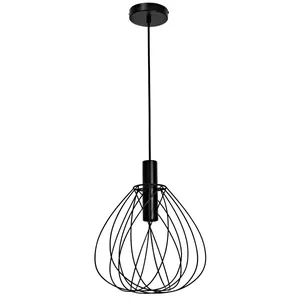Lampadario Design Merone nero paralume nero E27 Ø32cm INSPIRE