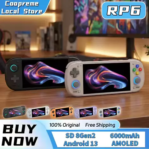 Retroid Pocket 6 RP6 Android Handheld Game Console 5.5 Inch 1080P 120Hz AMOLED Screen 6000mAh 8GEN2 with Hall-Effect Trigger G