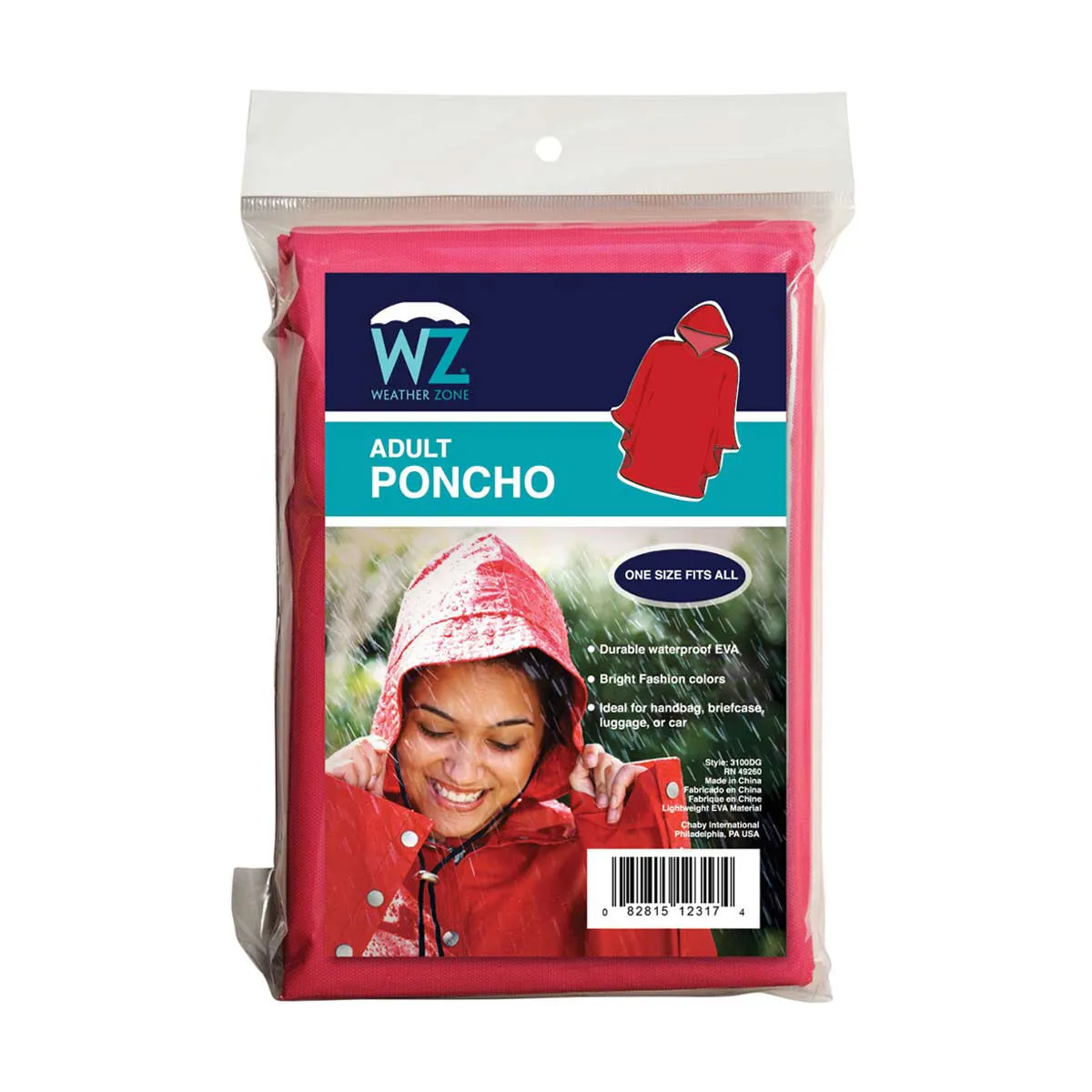 Weather Zone Adult Rain Poncho One Size