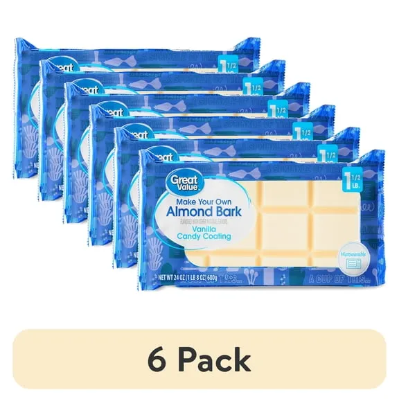 (6 pack) Great Value Almond Bark, Vanilla, 24 oz Bar