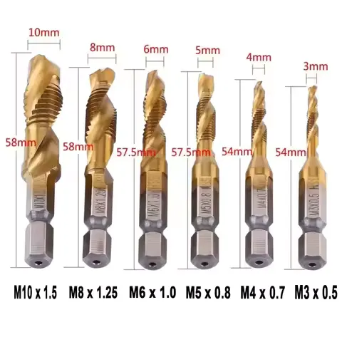 LiYu Shank Titanium Plated HSS Screw Thread Metric Tap Drill Bits Screw Machine Compound Tap M3 M4 M5 M6 M8 M10 Hand Tools