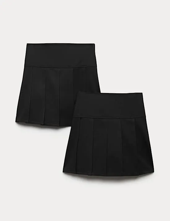 2 Pack Girls' Pleated School Skirts (2-18 Yrs)