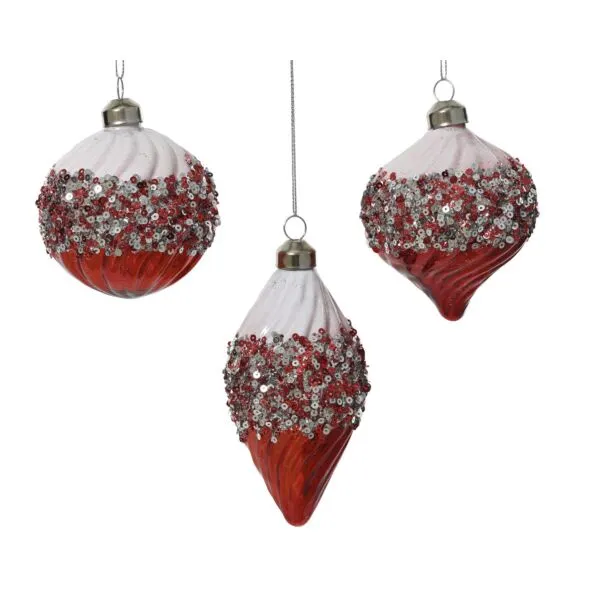 Decoris gedecoreerde glaskerstbal rood 8 cm kerstdecoratie