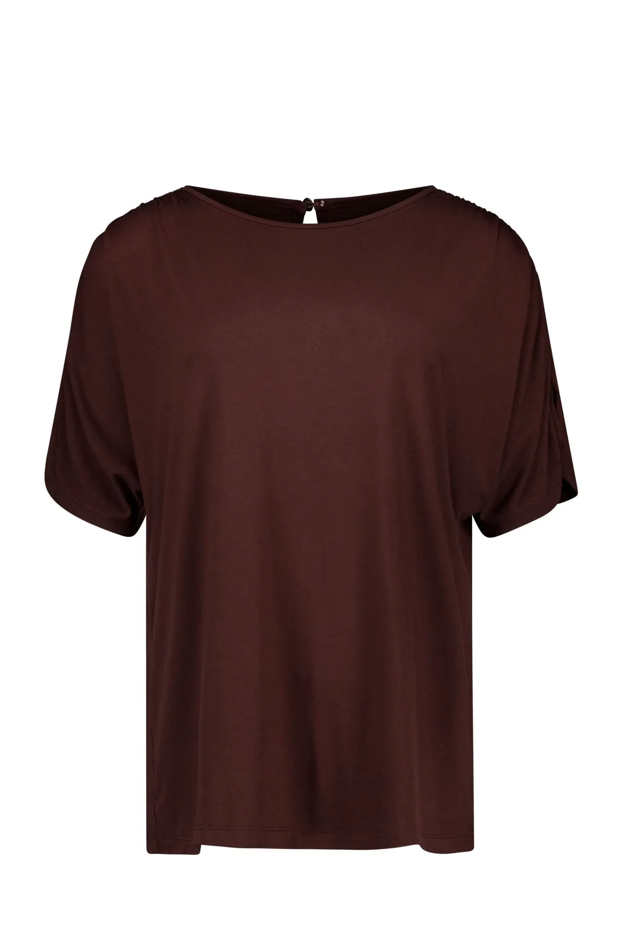 Bruin shirt met geplooide mouwen