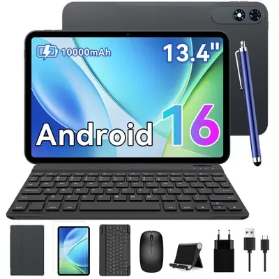 TABWEE T60Pro 13.4" Android 16 Tablet, 24GB(8+16)+256GB/2TB TF, 10000 mAh Akku, 2K Incell Display/120Hz/5G WiFi, Mit Hülle/Maus/Tastatur/Kabel-Headset