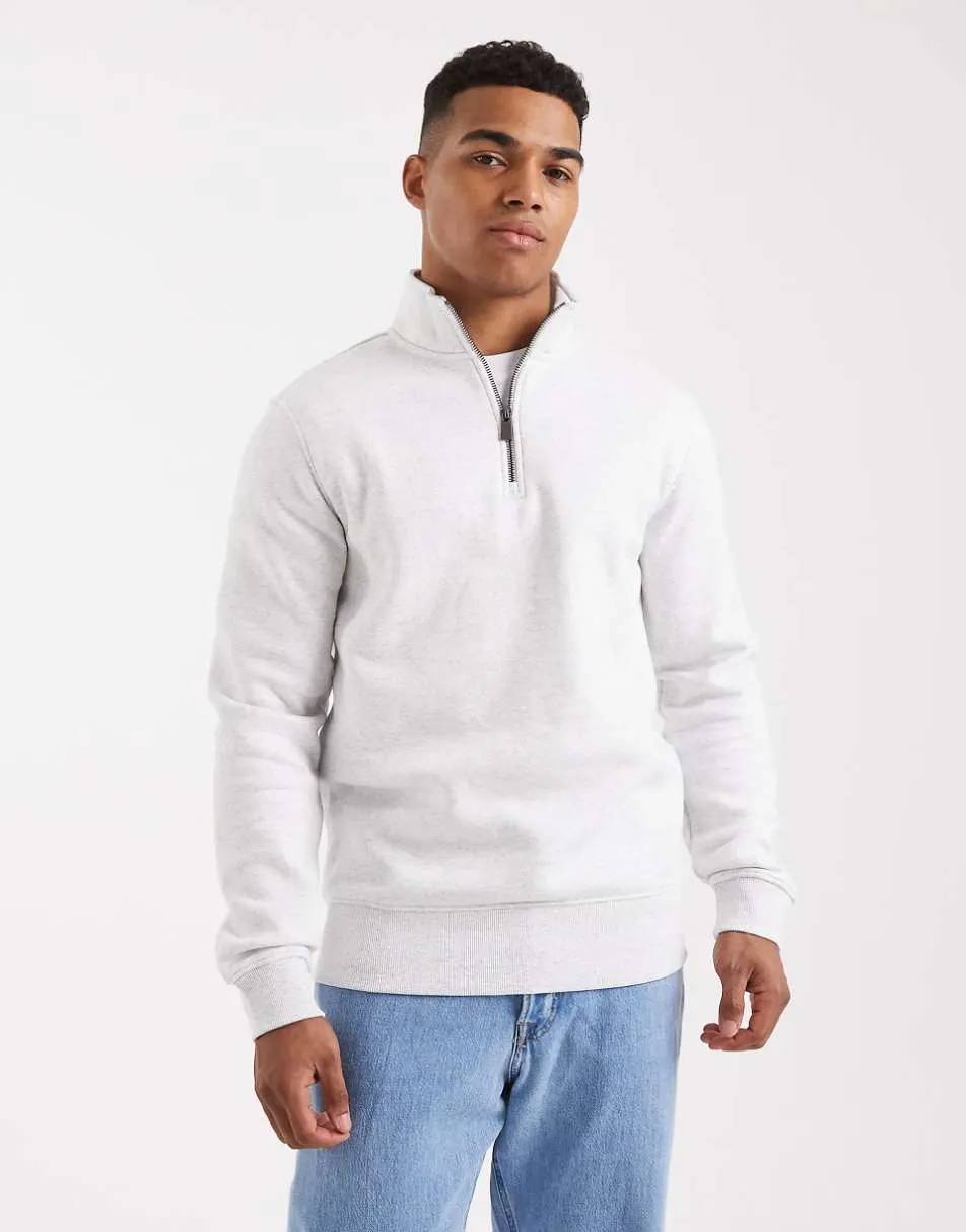 ONLY & SONS half zip sweat in light grey