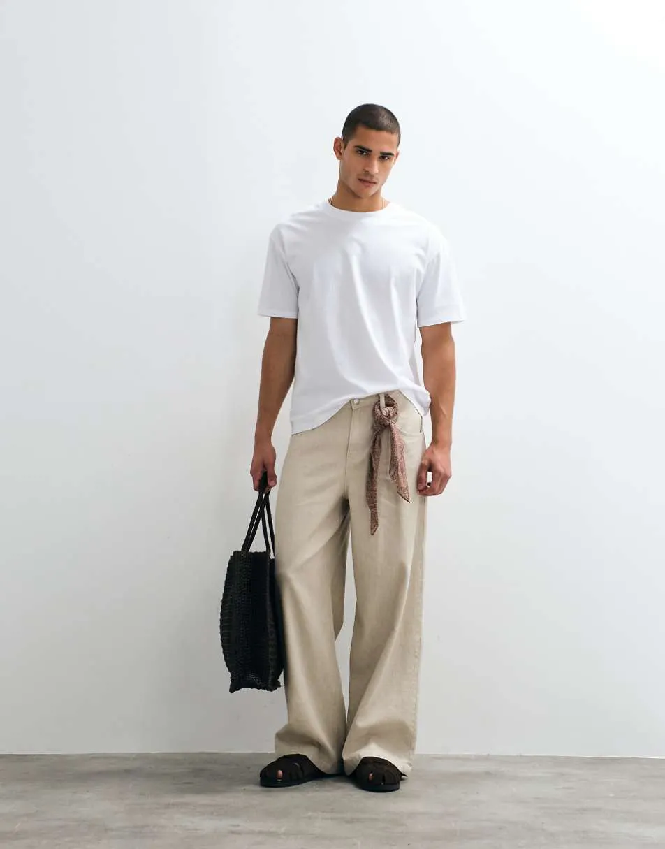 ASOS DESIGN co-ord baggy jeans in ecru