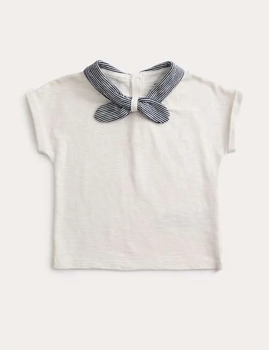 Pure Cotton Tie Neck T-Shirt (0 Mths-3 Yrs)