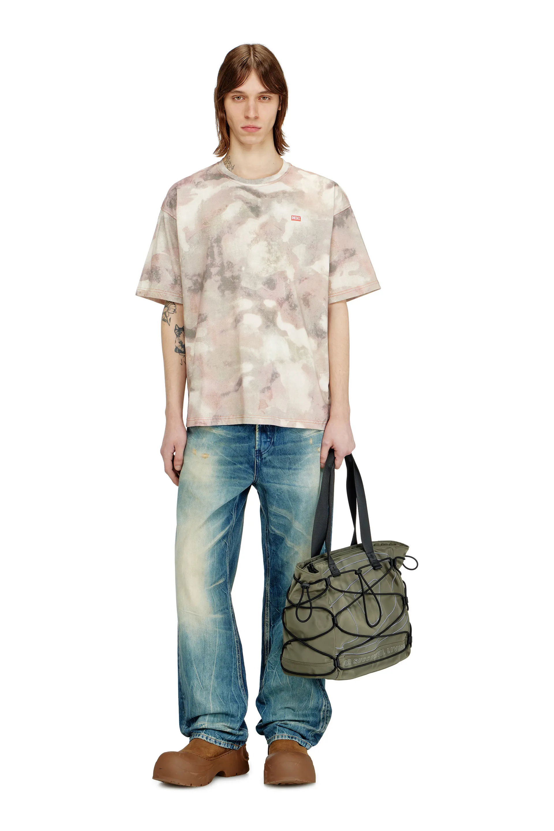 Heavy cotton T-shirt with camo print