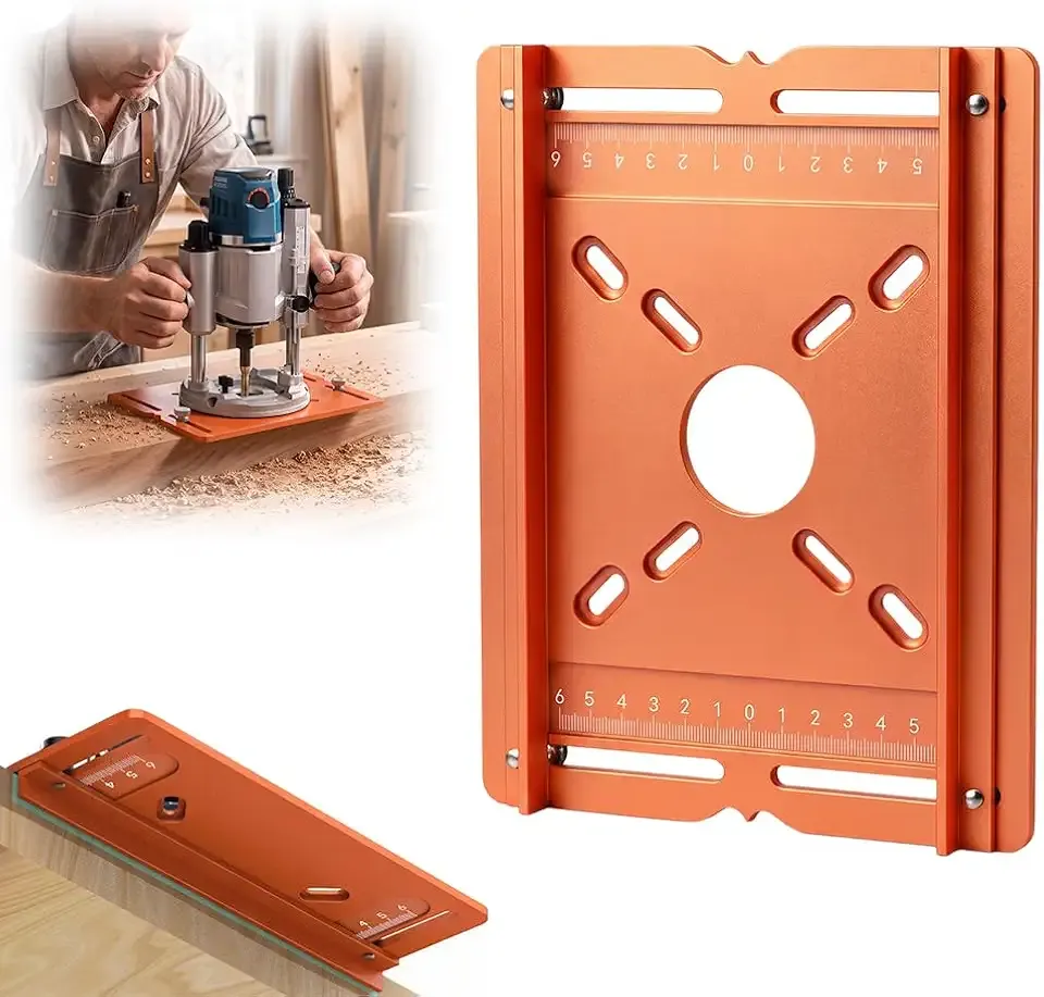 Precision Wood Router Slotting Guide Aluminum Bracket, 2027 New Dual Scale Router Guide, Portable Woodworking Fence Guide for Grooving And Trimming, Workshop Use, Woodworkers，Orange