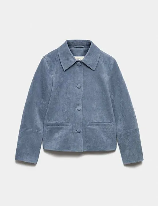 Suedette Button Through Short Jacket