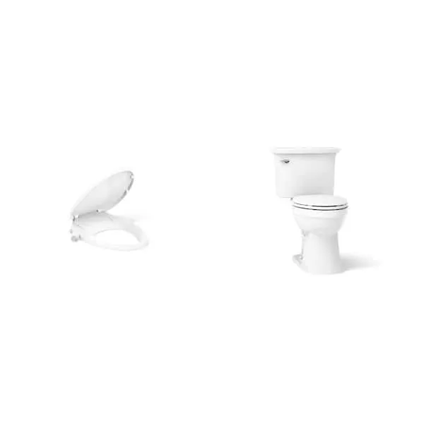 KOHLER Purewash M300 White Bidet Seat with Chrome Handles and Elmbrook 12 in.​ Toilet with Soft Close Seat