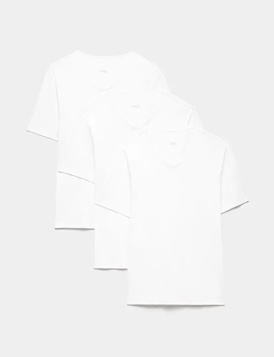 3er-Pack T-Shirt-Unterhemden aus Baumwolle mit V-Ausschnitt