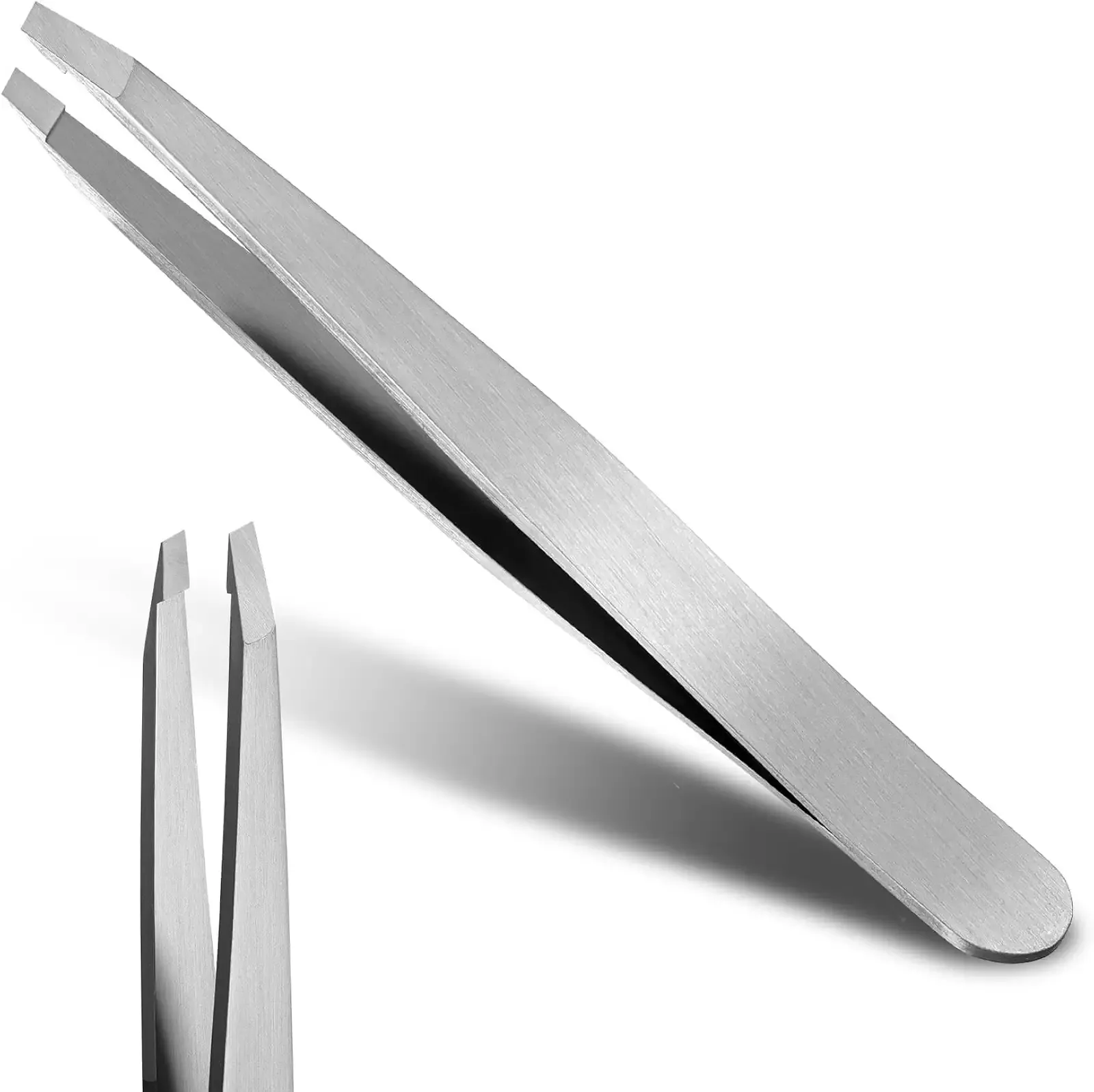 Professional Slant Tweezers, High Precision For Facial Hair Removal | for Eyebrows, No Hair Breakage, Pain-Free Plucking, Gentle on Skin, for Men Women, Silver