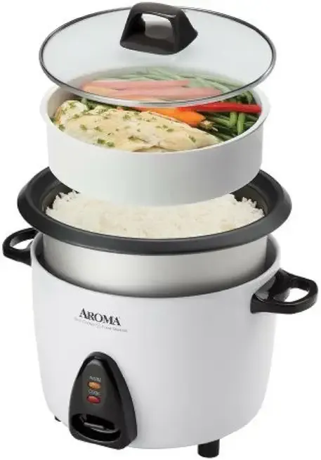 AROMA Rice Cooker, 10-Cup (Uncooked) / 20-Cup (Cooked), Steamer, Auto Keep Warm, Soup Maker, Oatmeal Cooker, Large Rice Cooker, 5 Qt, White, ARC-360-NGP