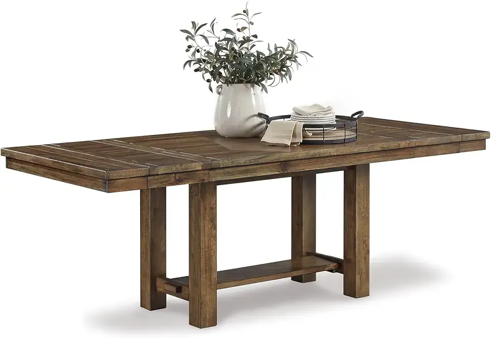 Signature Design by Ashley Extendable Dining Table, Grayish Brown, Seats 8