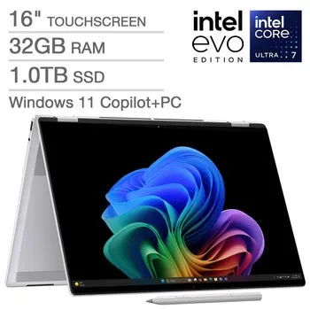 HP OmniBook 7 Flip 16" 2-in-1 AI Laptop - Intel Evo Platform Powered by Intel Core Ultra 7 258V - Copilot+ PC - 3K OLED Touchscreen - 32GB Memory - 1TB SSD - Windows 11 Home