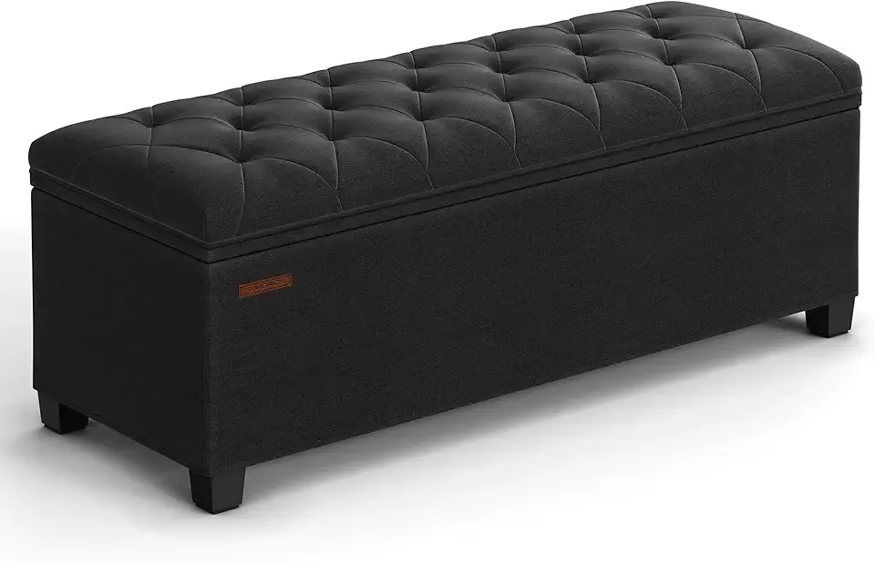 Storage Ottoman Bench, Foot Rest with Legs, 15.7 x 43.3 x 15.7 Inches, End of Bed Bench, Storage Chest, Load up to 660 lb, for Living Room, Bedroom, Entryway, Ink Black ULSF088B01