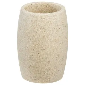 Bicchiere da bagno porta spazzolini Sand L 8 x H 11.5 in resina beige
