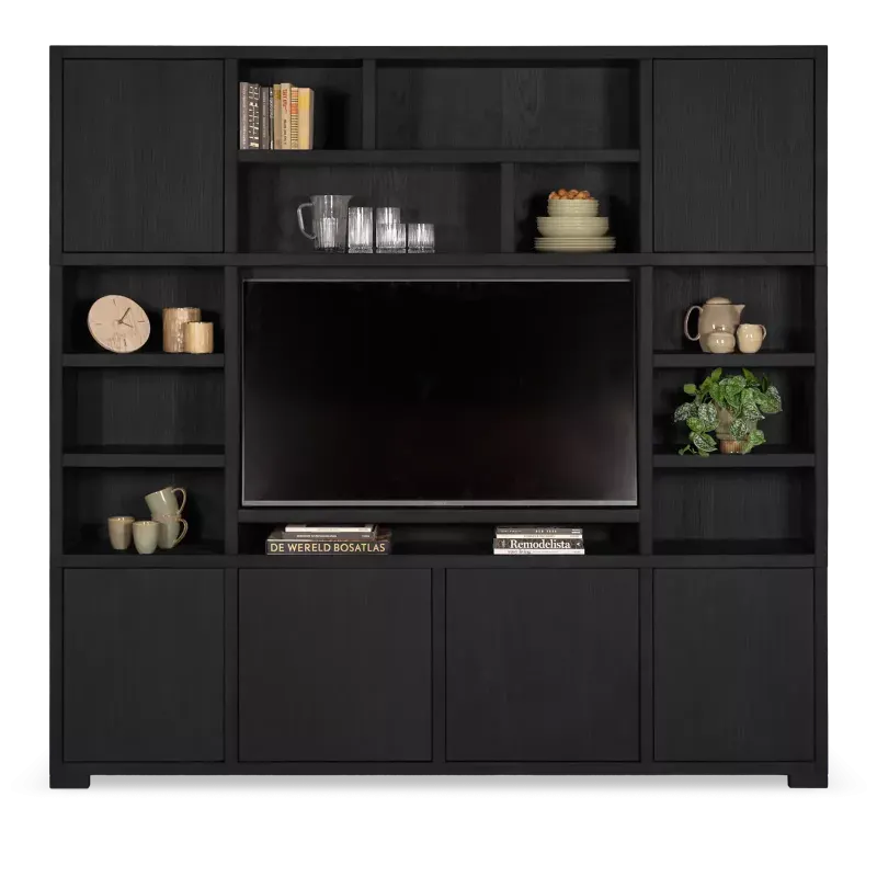 Cinewall Minnesota - 240 cm - eiken Black Sky - 12 vakken, 6 deuren