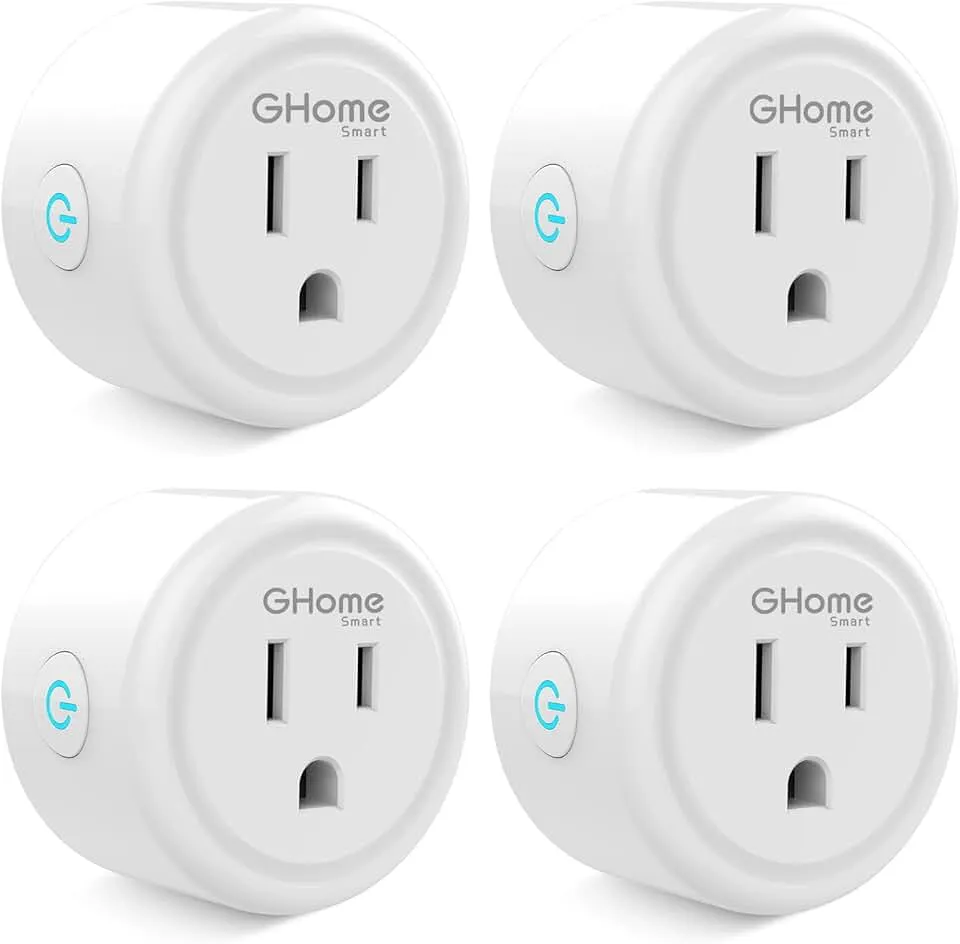 GHome Smart Plug Mini, WiFi Smart Outlet Plug Works with Alexa and Google Home, Timer Outlet with APP Control, 2.4GHz Network Only, No Hub Required, ETL FCC Listed (4 Pack), White