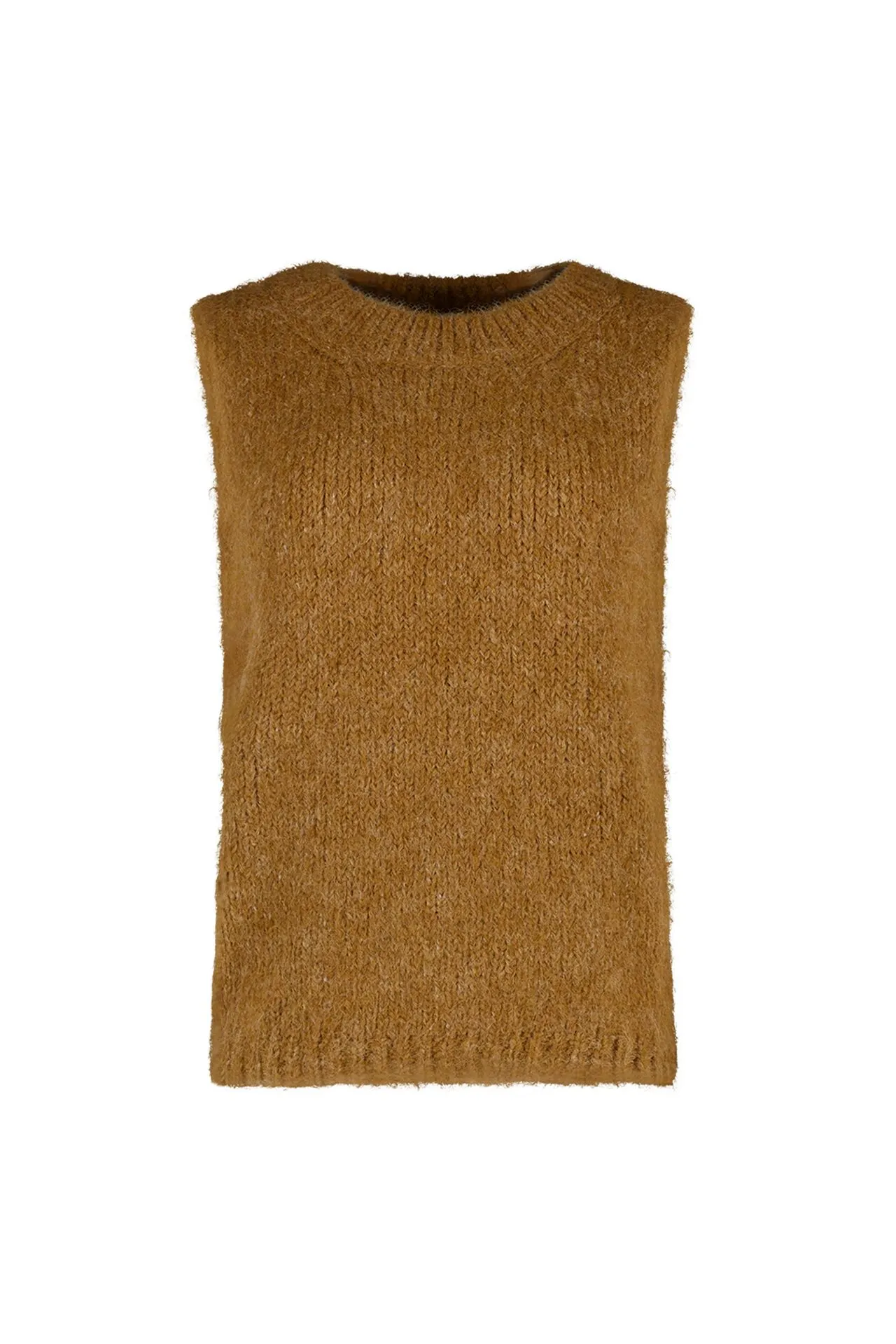 Mosterdkleurige gebreide spencer