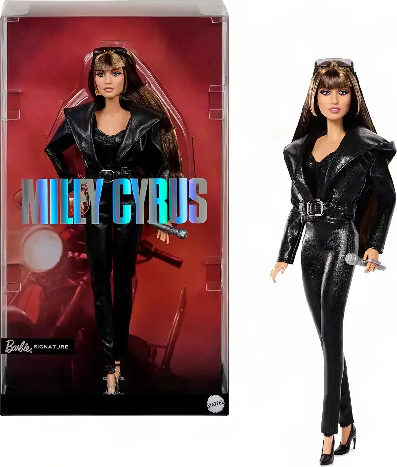 Signature Doll, Miley Cyrus Posable Collectible in Faux Leather Outfit with Hood and Heels | Faux Leather Outfit, Hood, Heels