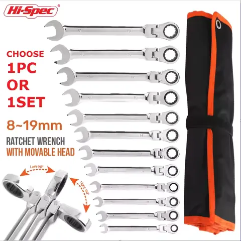 Hi-Spec Adjustable Torque Ratchet Spanner Set 8-19Mm Universal Wrench For Bicycle And Motorcycle Repairs Mechanical Tools Kit