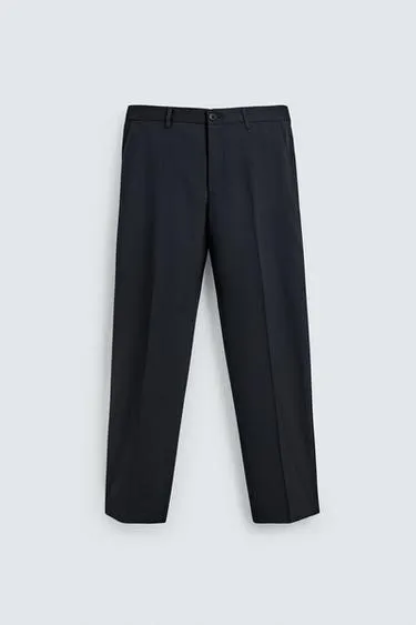 WOOL BLEND REGULAR FIT NON-IRON TROUSERS